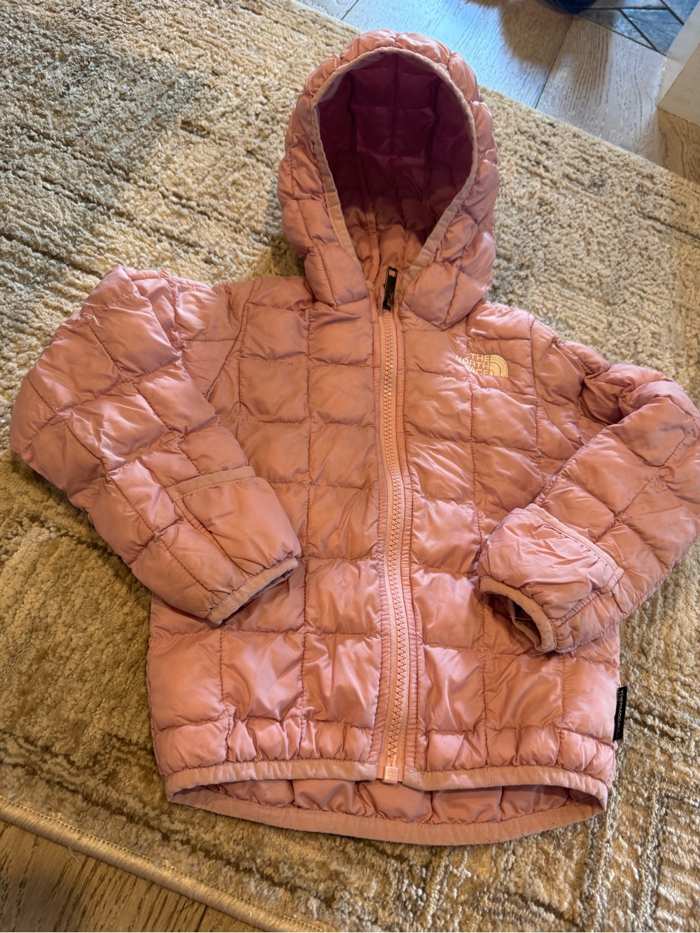 The North Face Pink Quilted Hooded Kids Puffer Jacket